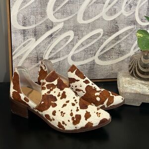 Chinese Laundry - worn faux cow hide booties
